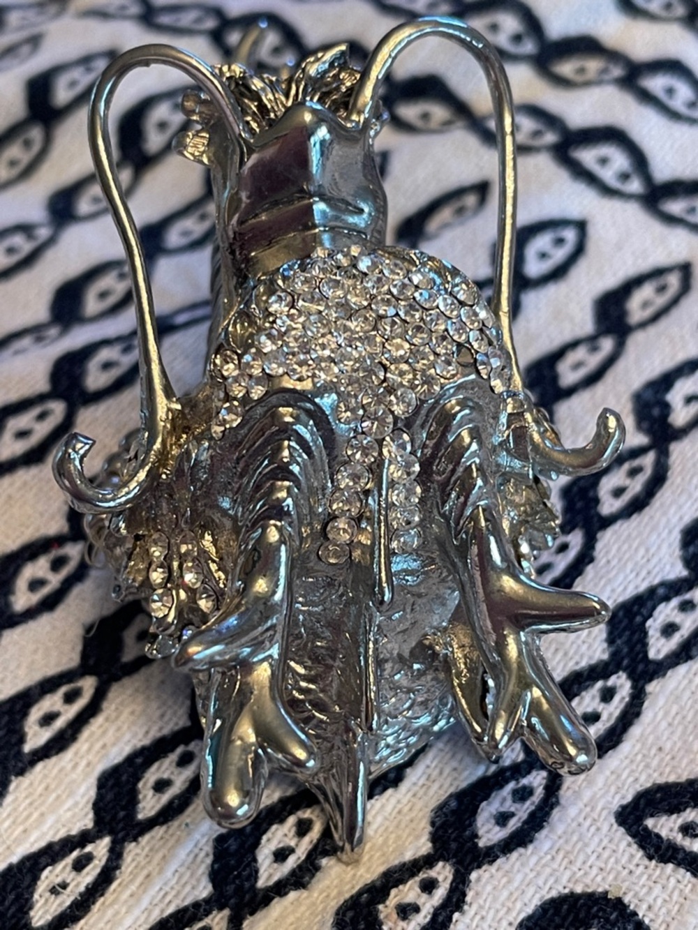 Silver Tone Rhinestone Dragon ring - Picture 6 of 8